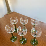 6 Alsatian glasses, green footed Roemer