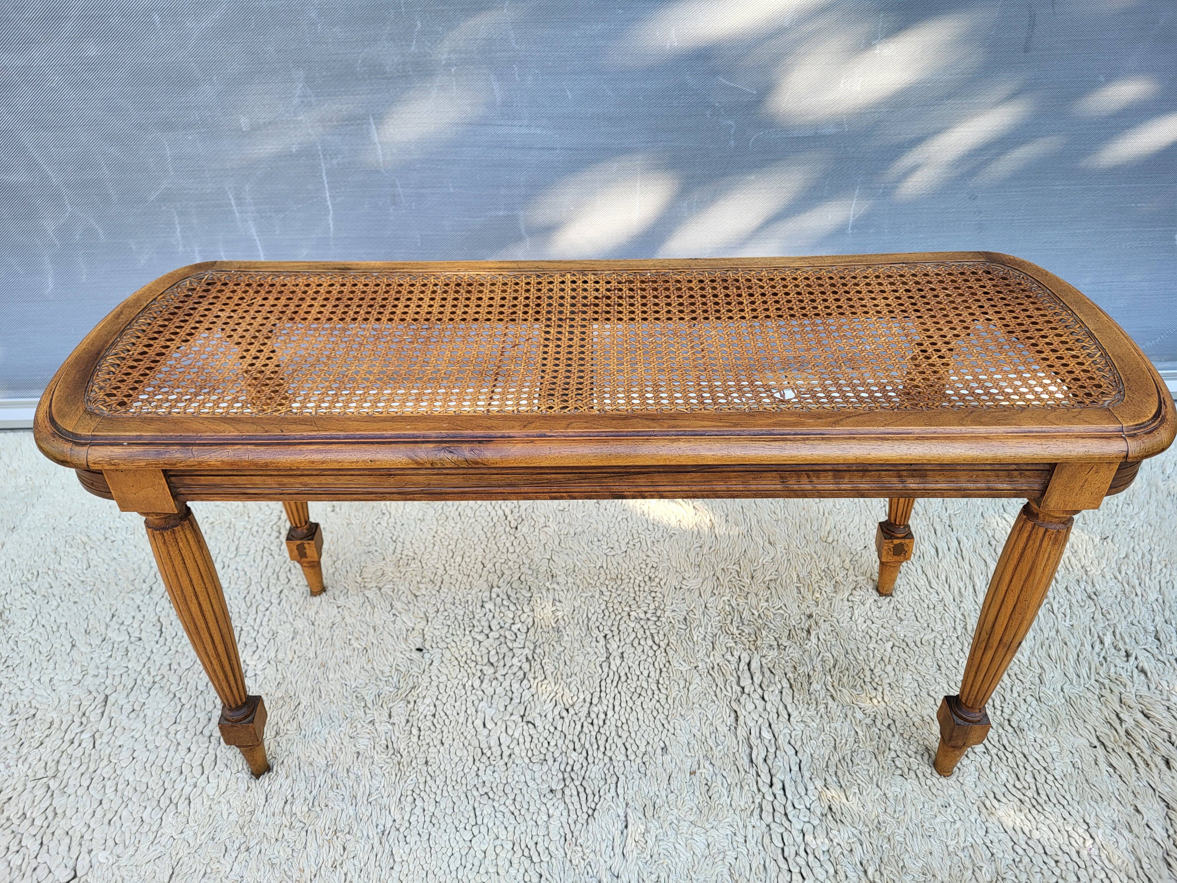 Louis XVI style piano bench in wood and cane
