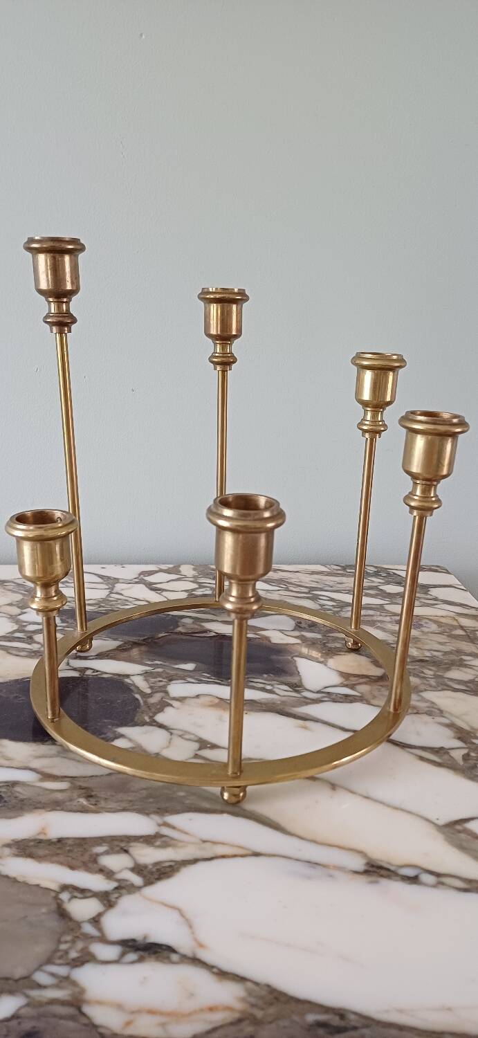 Brass ring candlestick