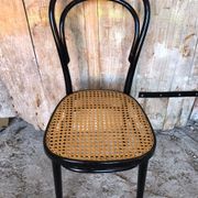 Bistrot wood & seat canned chair 70s vintage