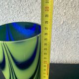 Vase verre soufflé vert et bleu