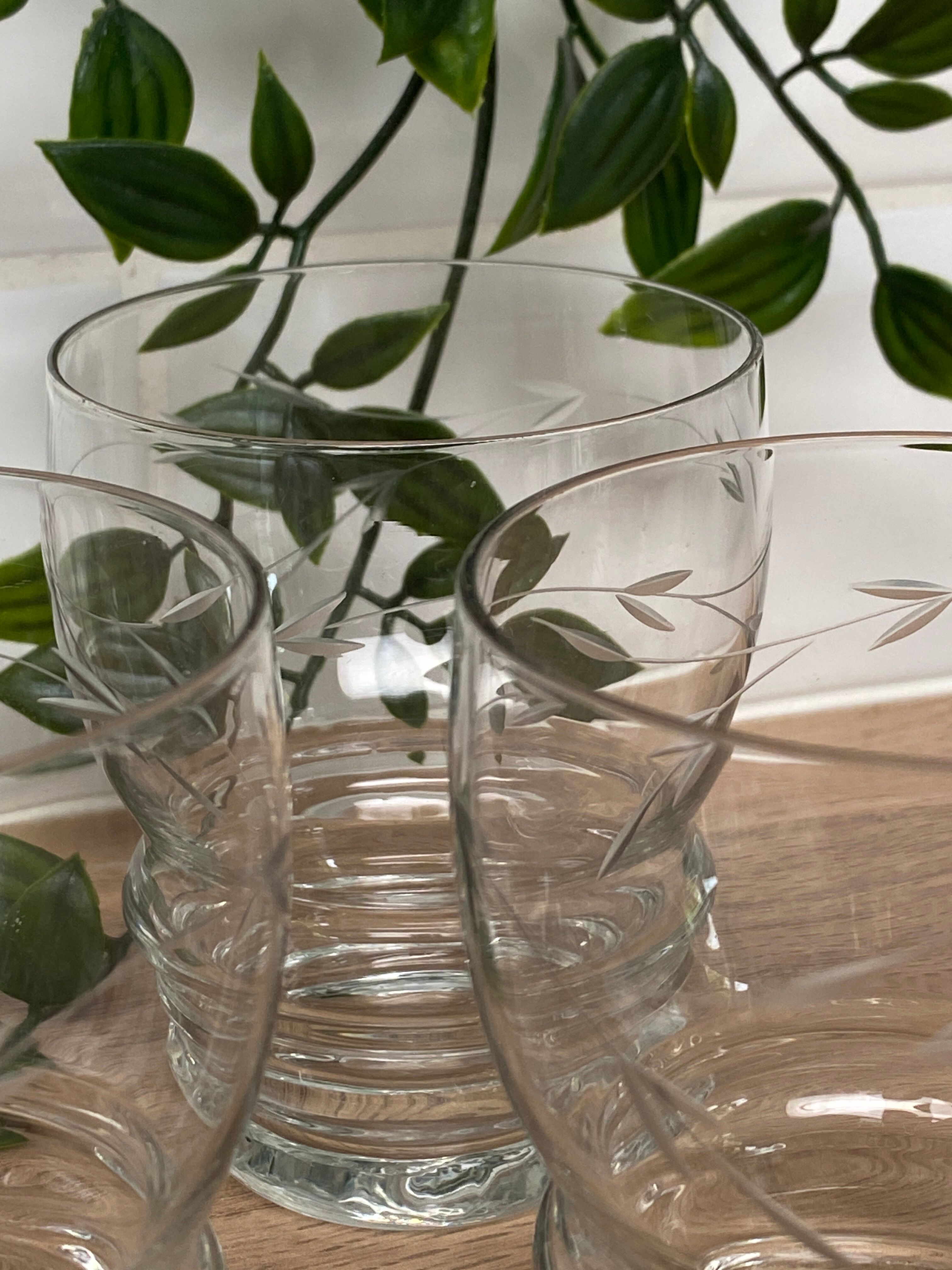 Set de 6 verres à eau en verre gravé