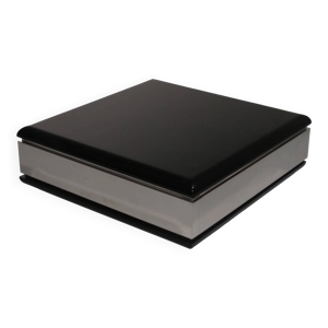 Table basse noire carrée Willy Rizzo avec verre miroir