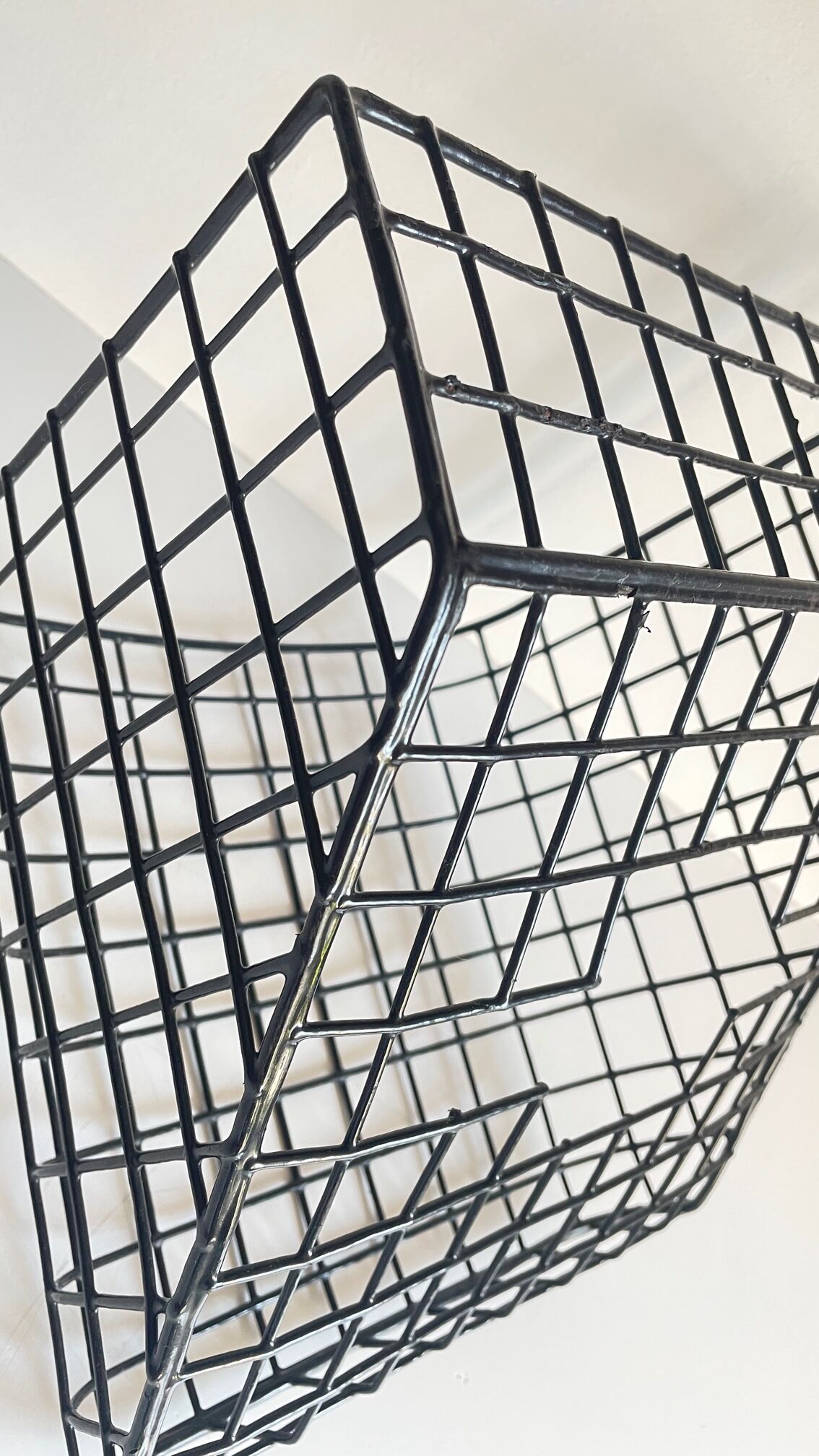 Wall basket steel wire storage vintage