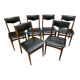 Set of 6 Scandinavian Skaï and teak wood chairs