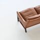 Canapé scandinave trois places en palissandre et cuir marron Danemark 1960