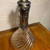Carafe aiguière en cristal et argent vers 1890