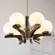 Mid-Century Modern Italian Brass and Opaline Chandelier