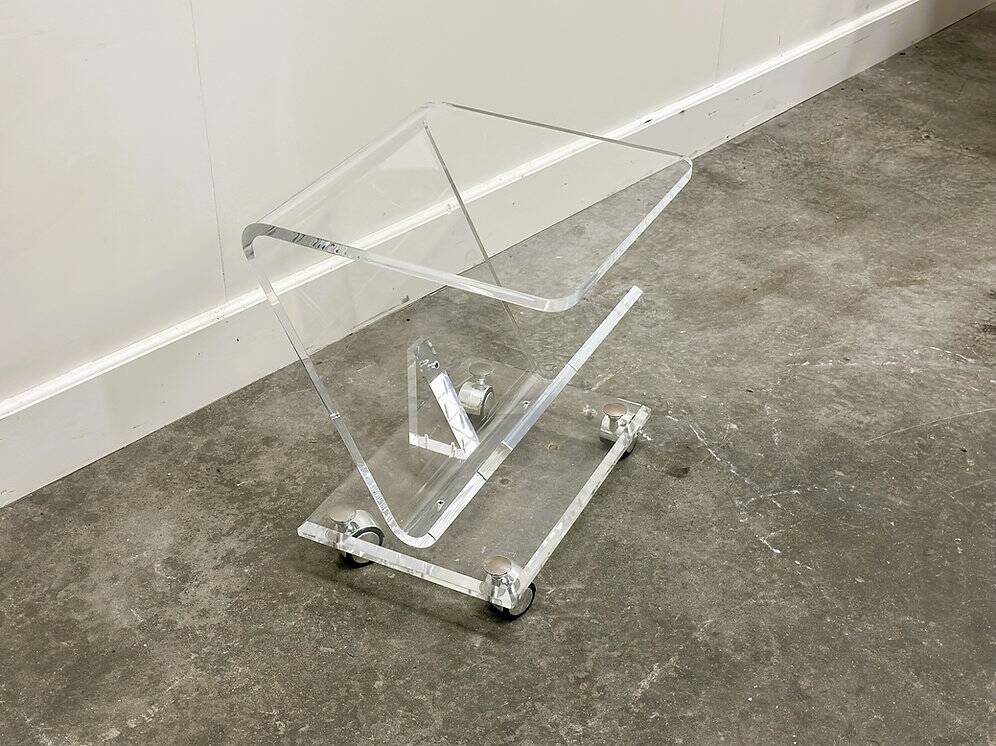 Vintage Lucite magazine cart, 1980s