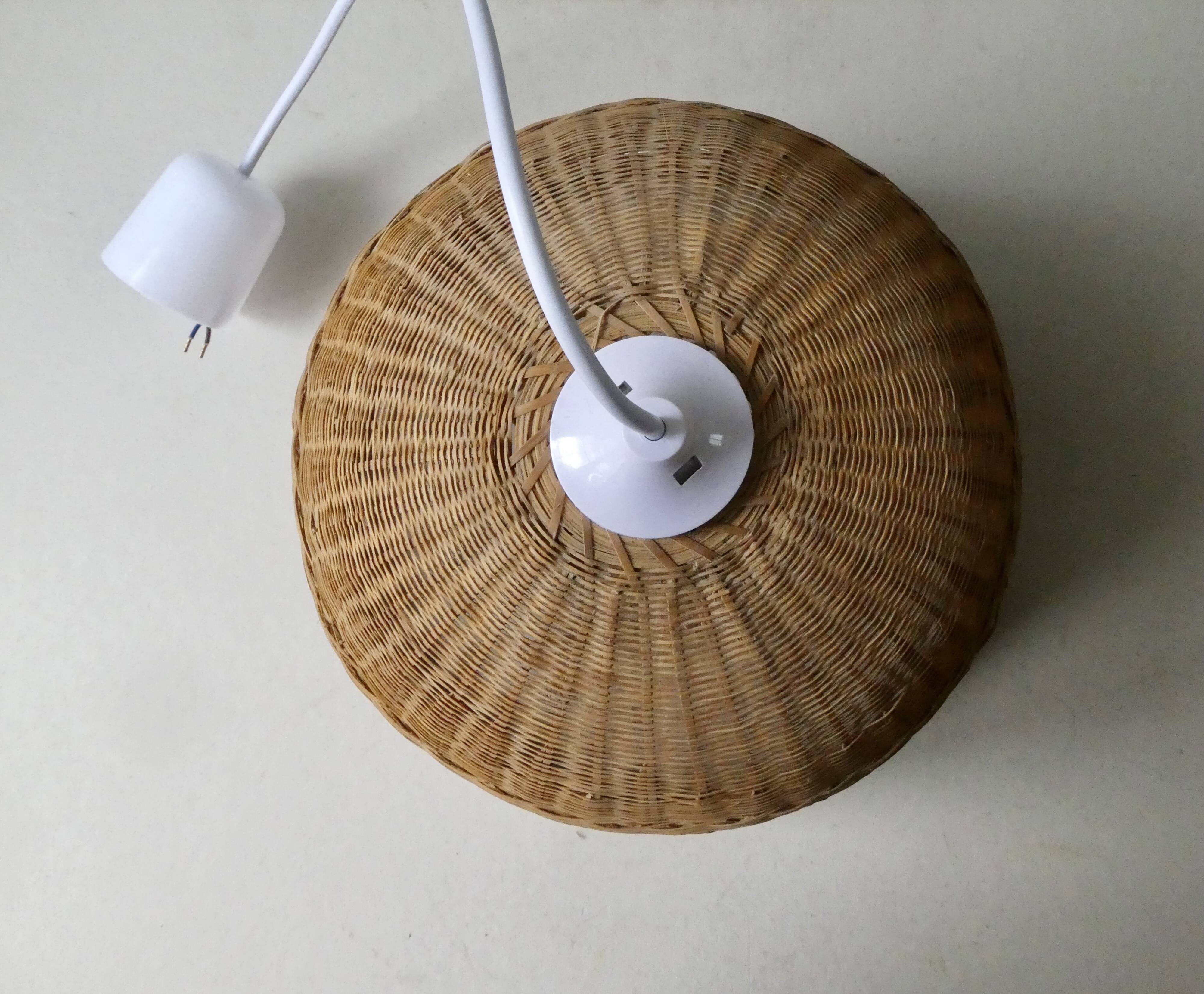 70s woven wicker pendant light