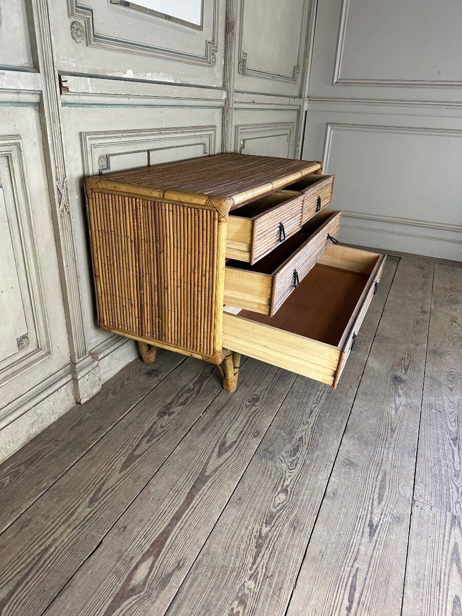 Bamboo chest of drawers circa 1960
