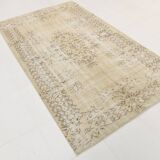 Vintage Cream & Brown Turkish Handmade Rug, 149x252Cm