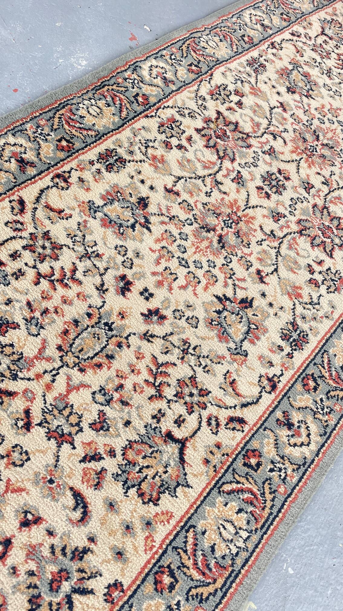 Vintage Beige Grey-Blue Runner Rug