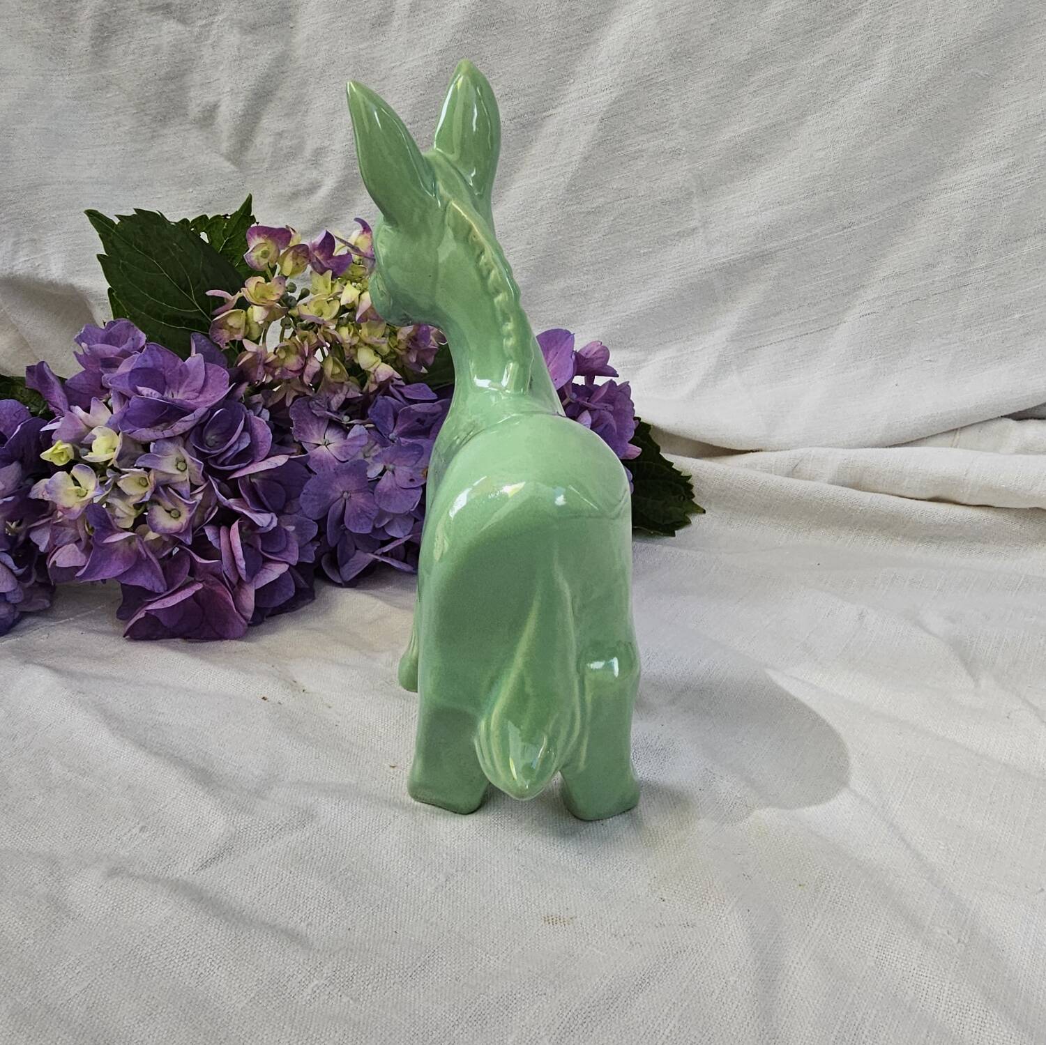 Mint green vintage ceramic donkey