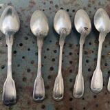 Set of 10 silver metal cutlery, hallmark 84, consisting of 6 tablespoons including one monogram