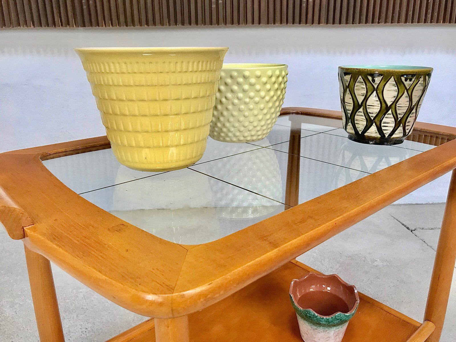 Mid-Century Modern Beech, Glass & Brass Serving Trolley, Germany 1950s