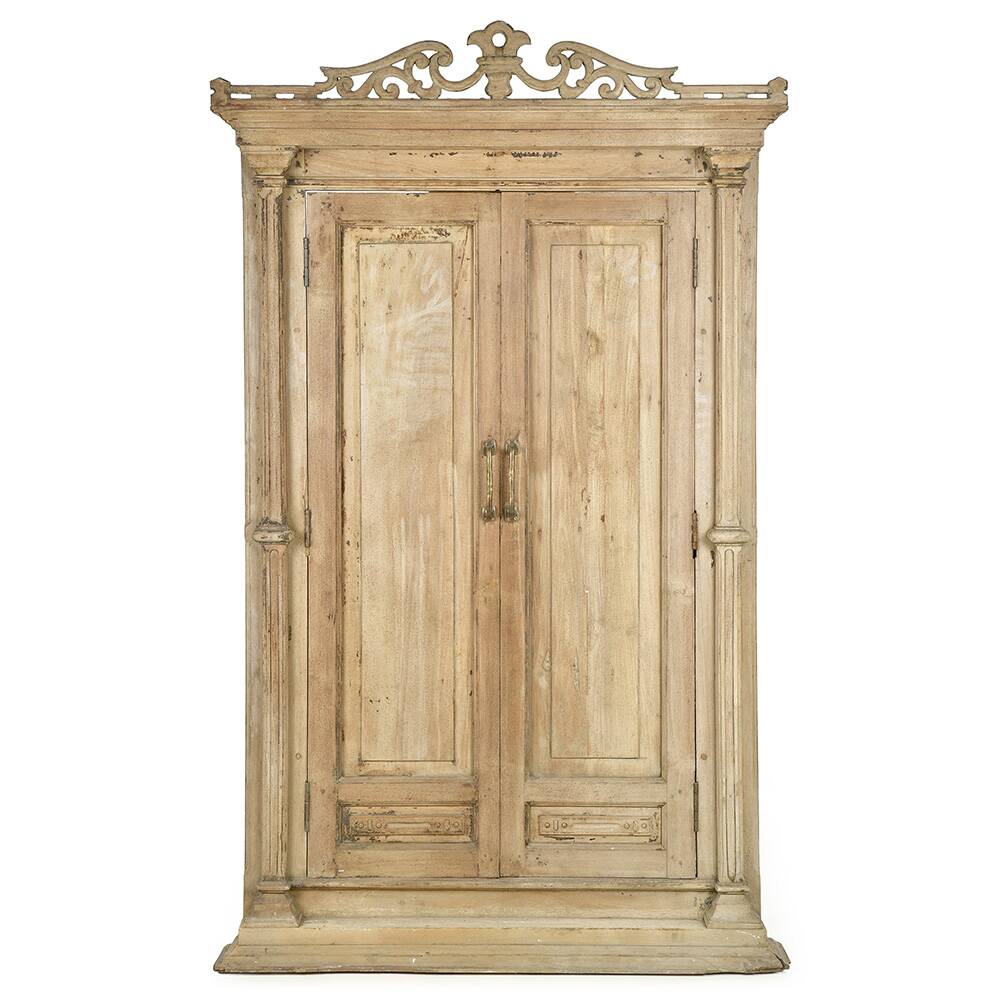 Antique Indian double-leaf door in carved solid wood
