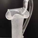 Murano Glass Pitcher Vase with White and Transparent Canes, Italy