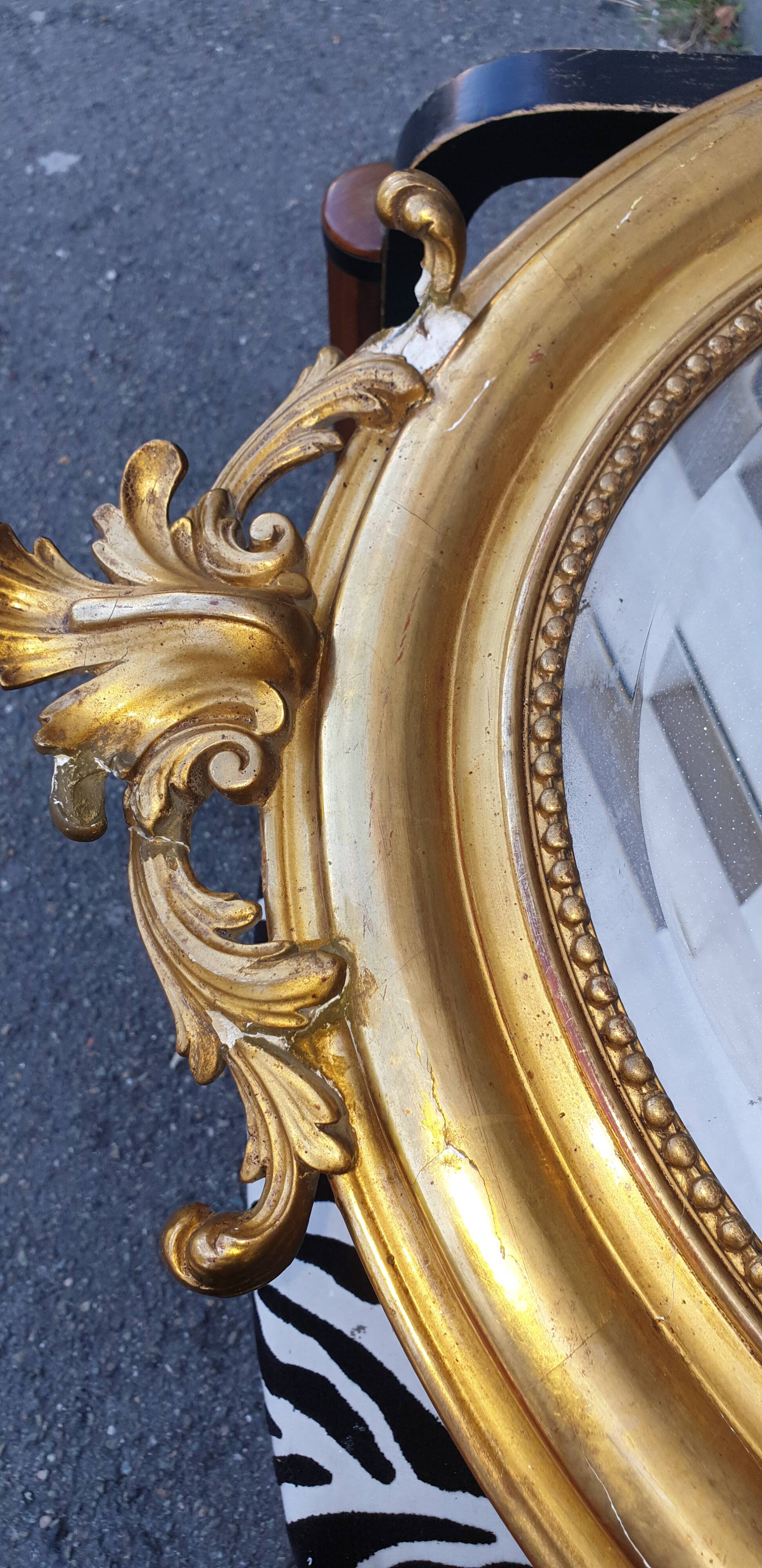 Oval mirror Louis xv period 19th century