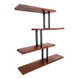 Solid Oak Wood Shelf with Invisible Shelves and Black Steel Supports - Elegance & Modernity