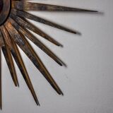 XL wooden sun mirror, France, 1960, 80 cm