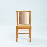 2 vintage chairs in pinewood with braided seat, 1970s