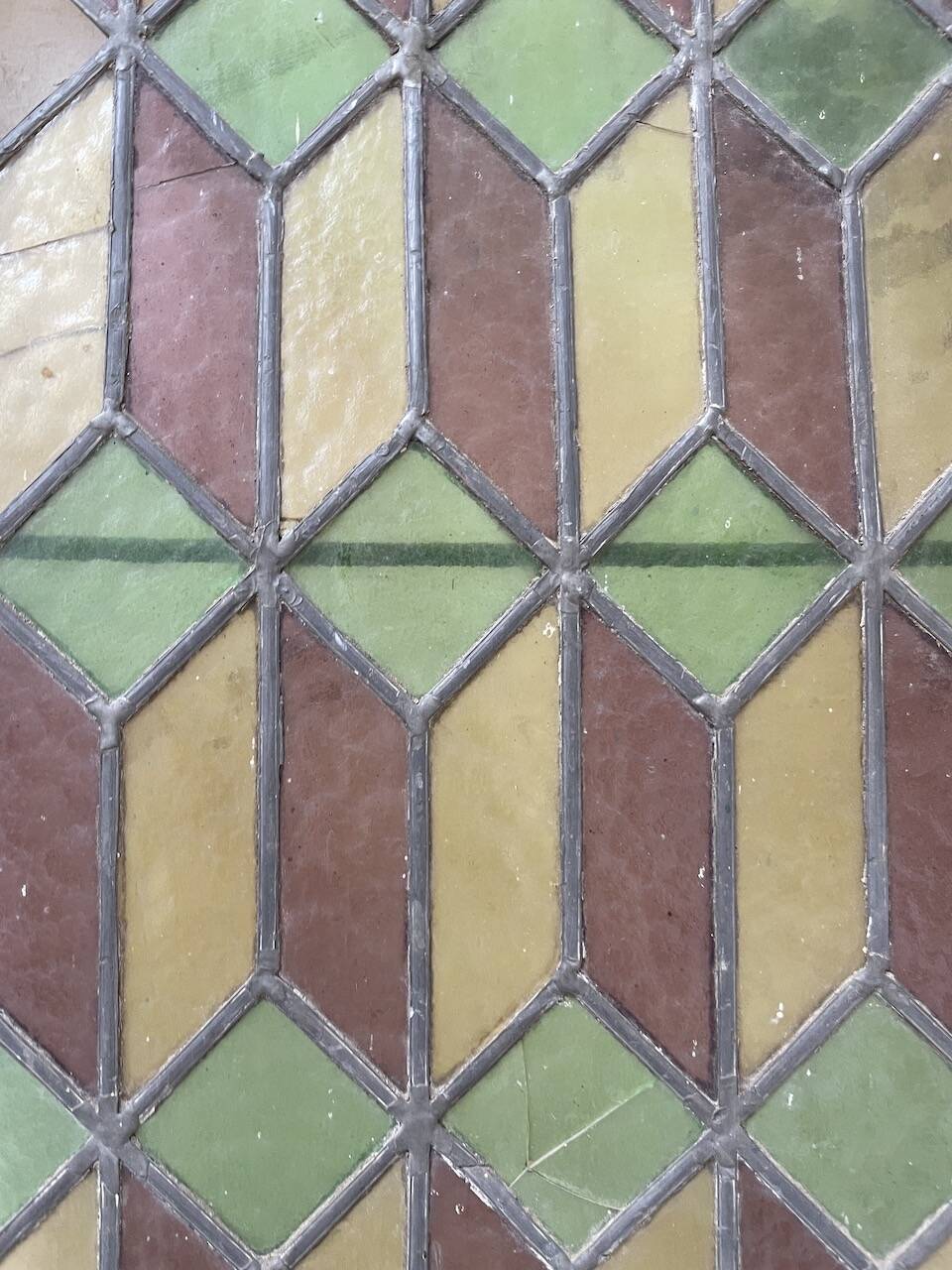 Old stained glass window in metal and glass 1900