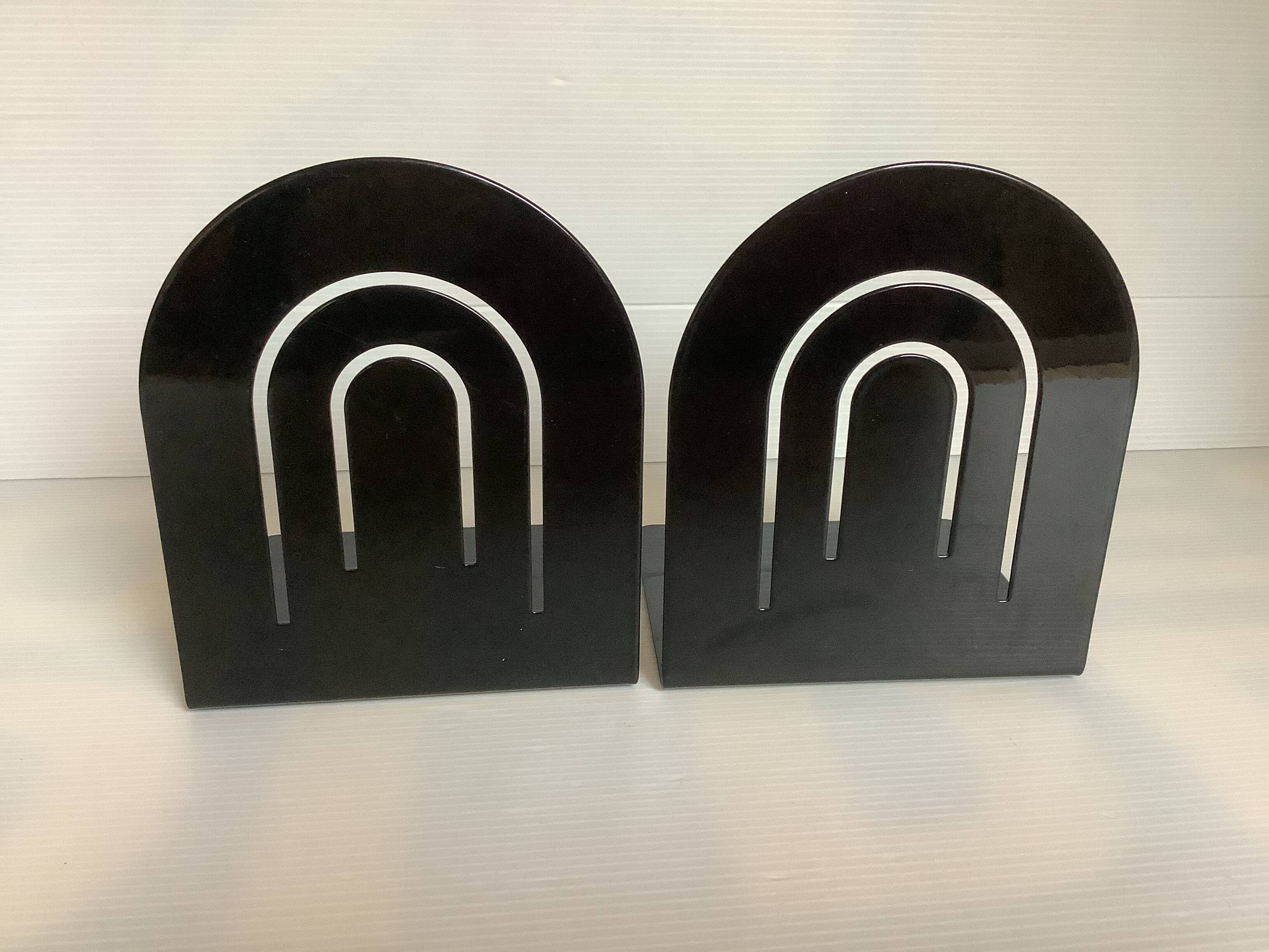 Pair of black metal arched bookends
