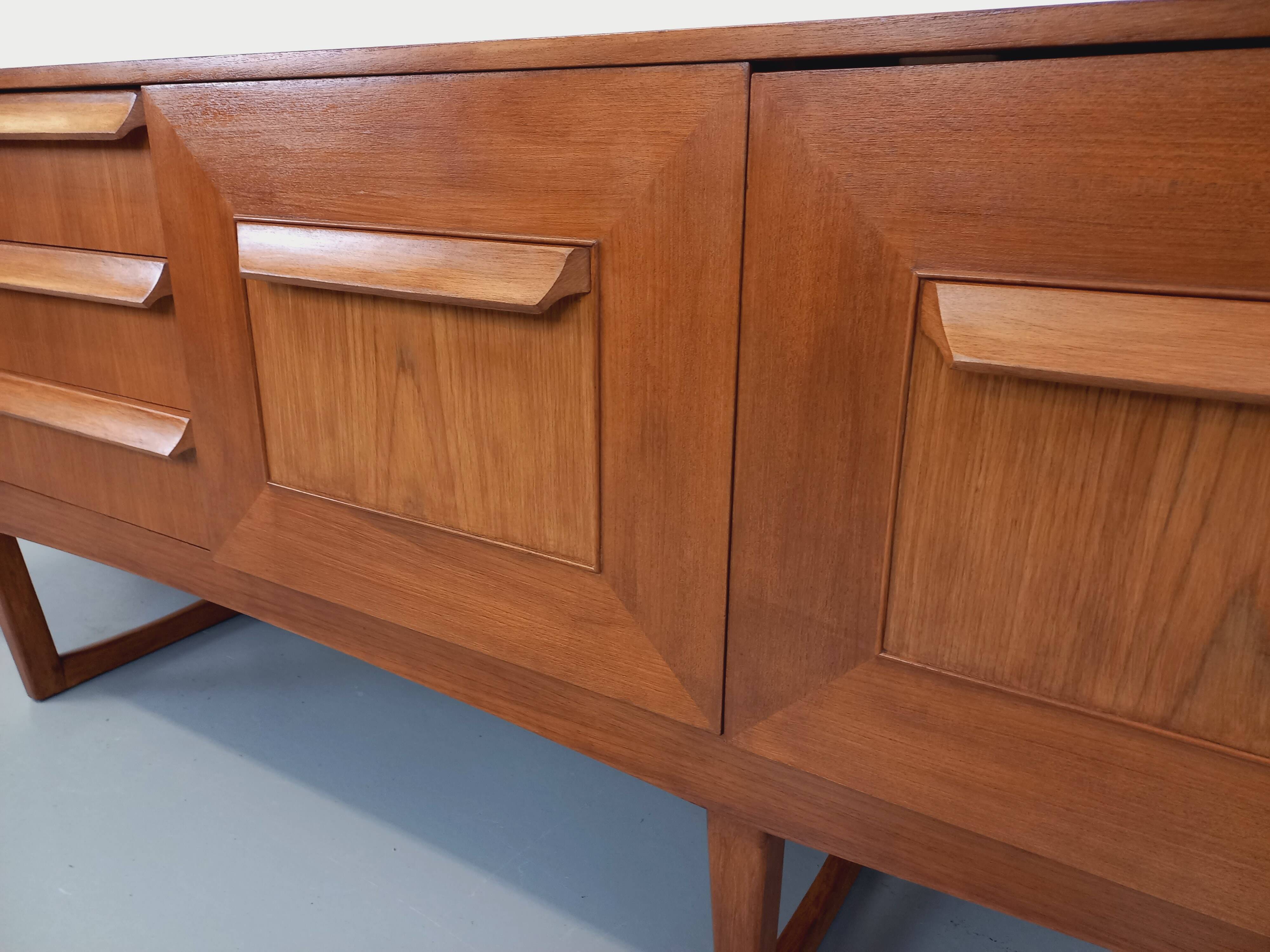 Vintage Scandinavian style sled foot sideboard in teak from the 60s
