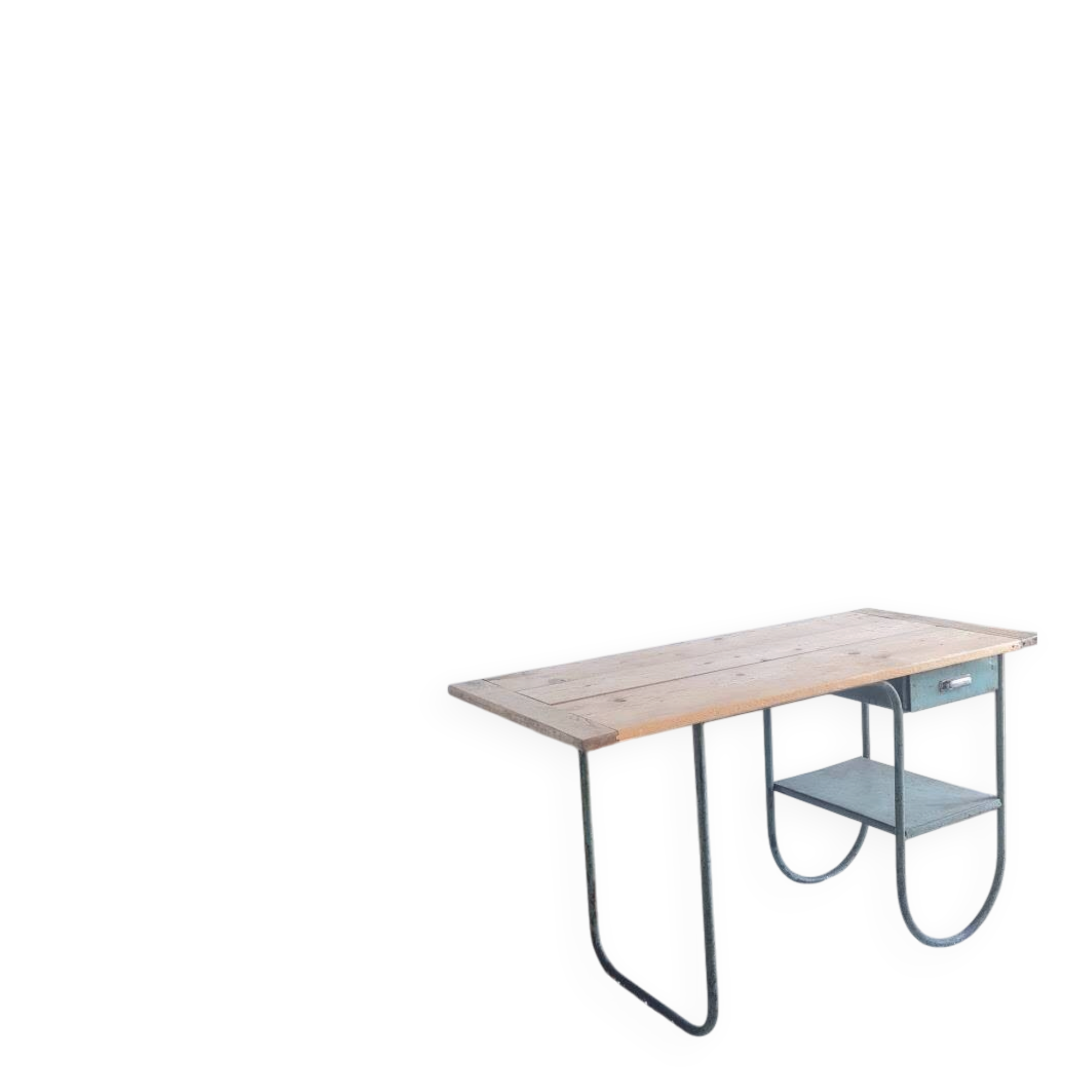Wood and metal desk circa the 1950s.