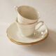 Set of 2 Sologne porcelain coffee cups, white and gold