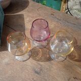6 vintage Finelsa coloured cognac glasses