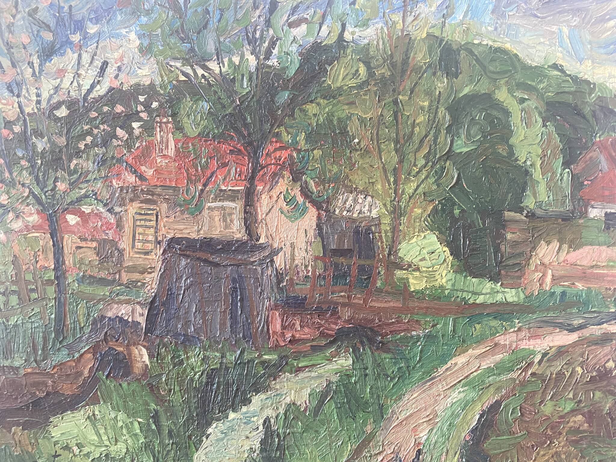 Countryside house landscape signed 1963