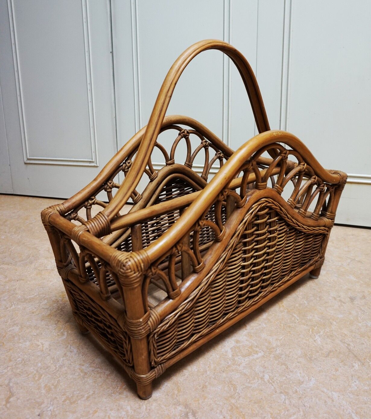 Mid-century italian french riviera bamboo & rattan magazine rack, 1960s