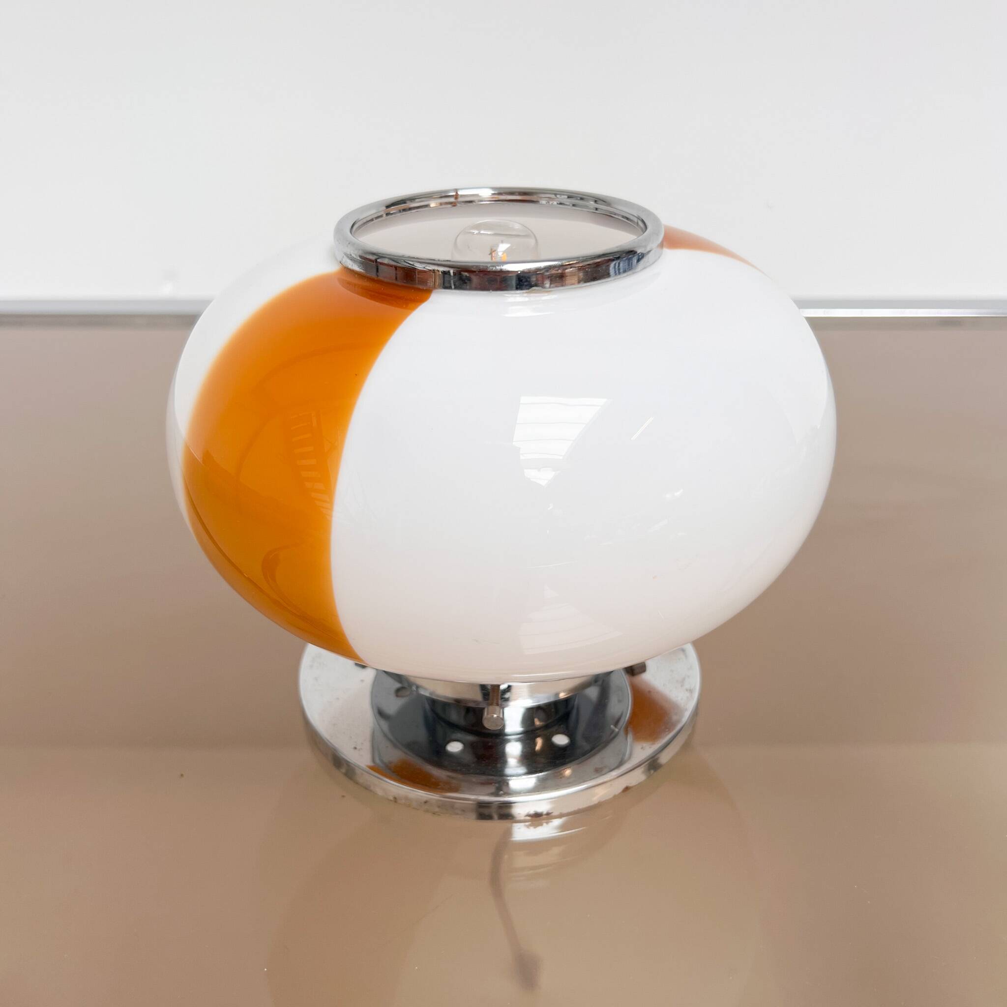 Opal glass Italian table lamp, 1960s