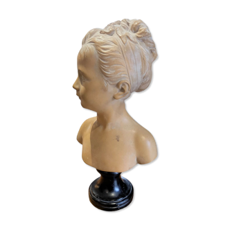 Buste de louise brongniart en plâtre patiné d'après Houdon