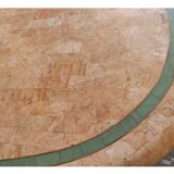 Table ovoide en travertin rose et vert vers 1975