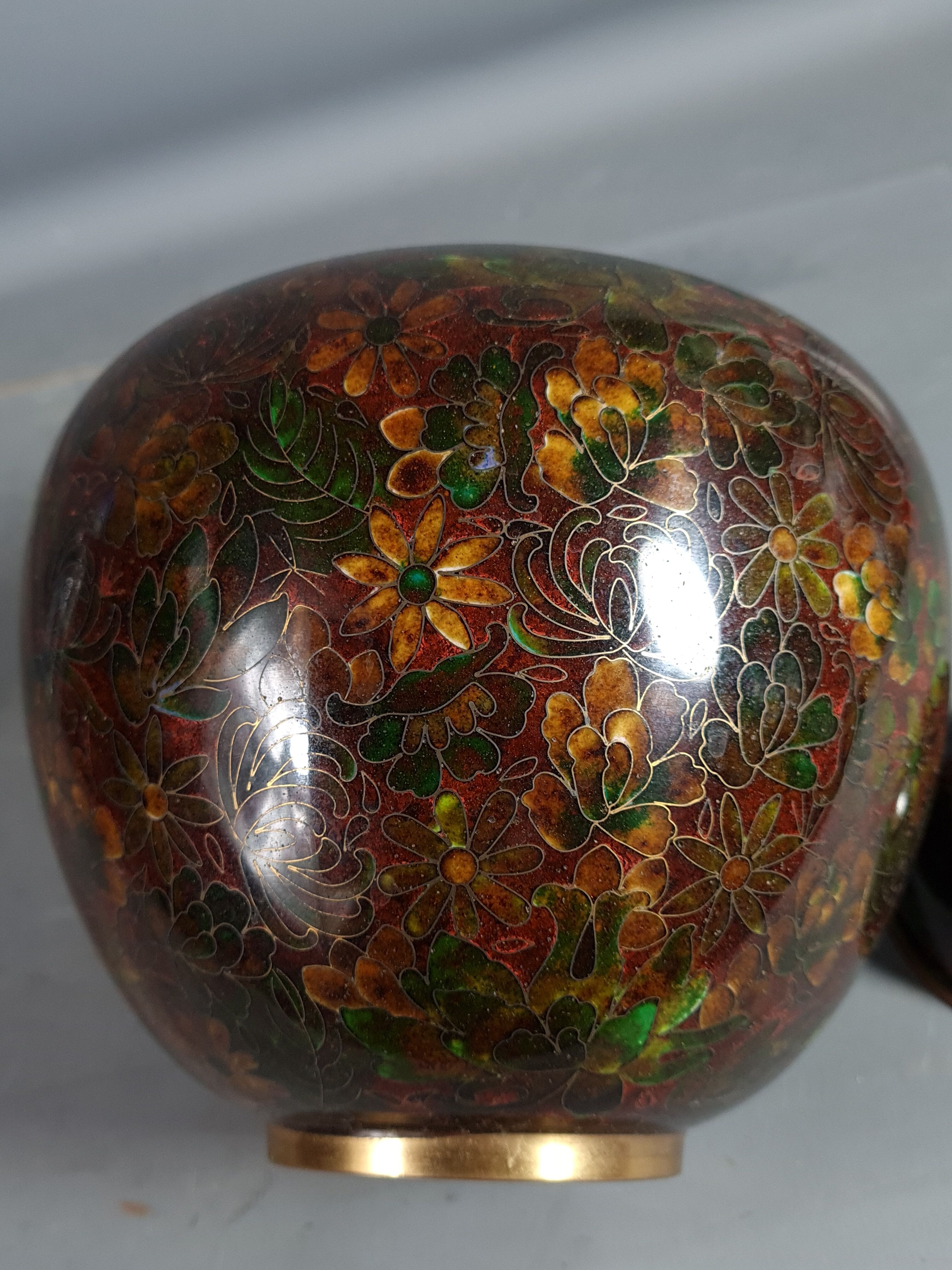 Cloisonne enameled covered pot China Mao tse dong period