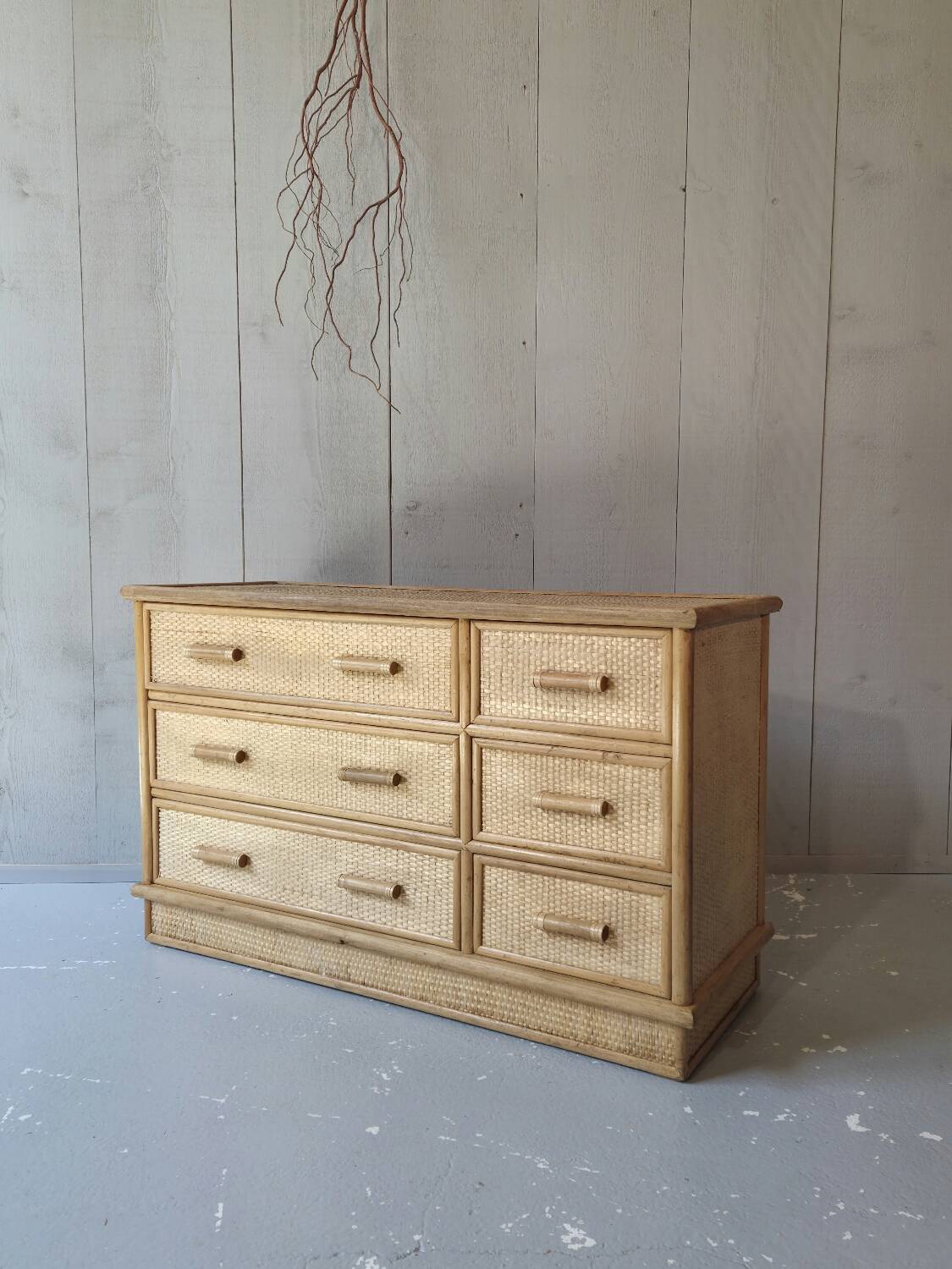 Rattan chest of drawers