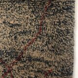 Berber carpet beni ouarain mottled brown and grey with red patterns 3.07x2.24m