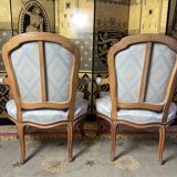 Pair of Louis XV style convertible armchairs