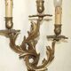 Very large pair of early 1900s 3-light acanthus leaf wall sconces 5209