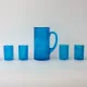 Vintage 1970s IVIMA Blue Glass Jug and Six-Glass Set