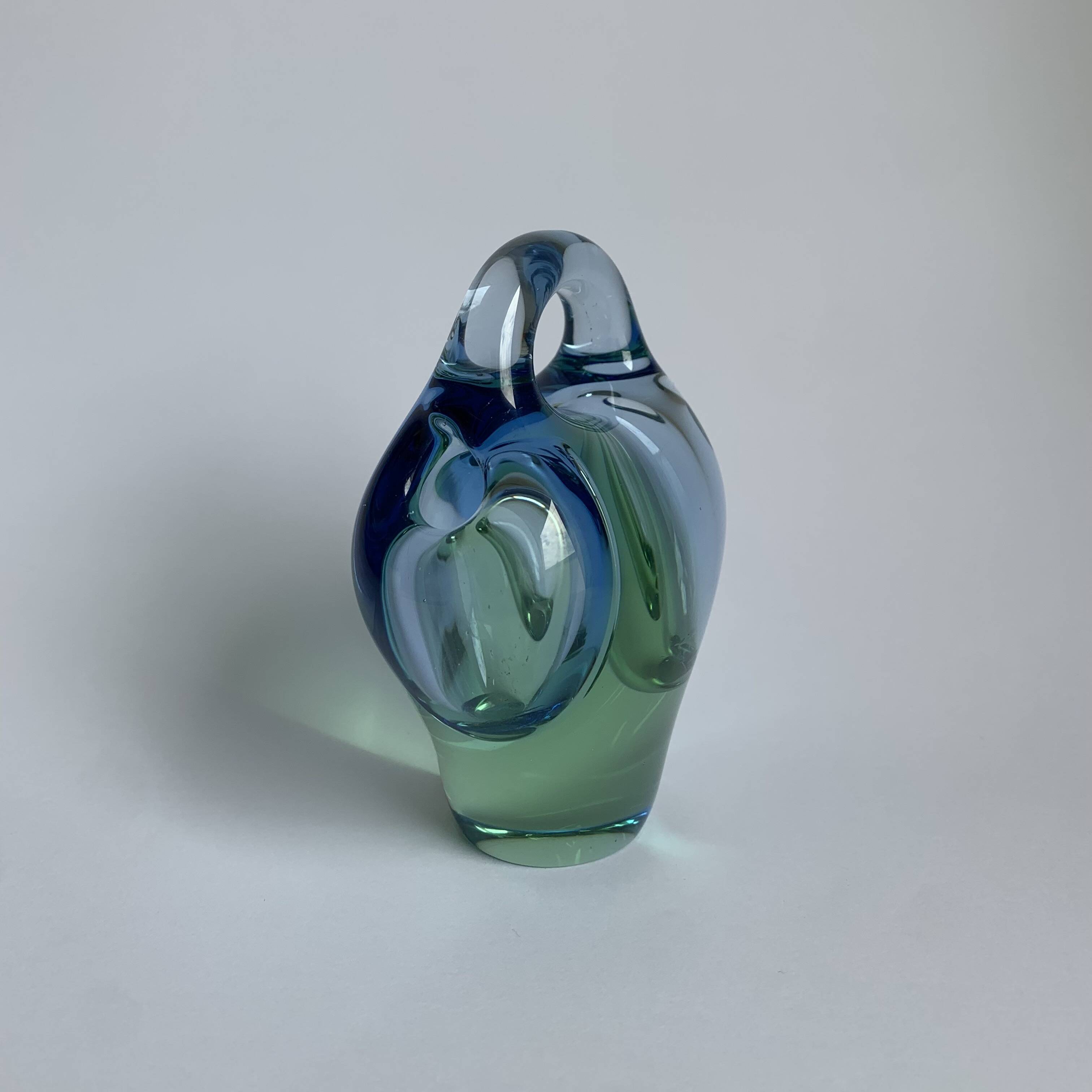 Art Glass Bowl in Blue by Jan Beranek for Skrdlovice, Czechoslovakia