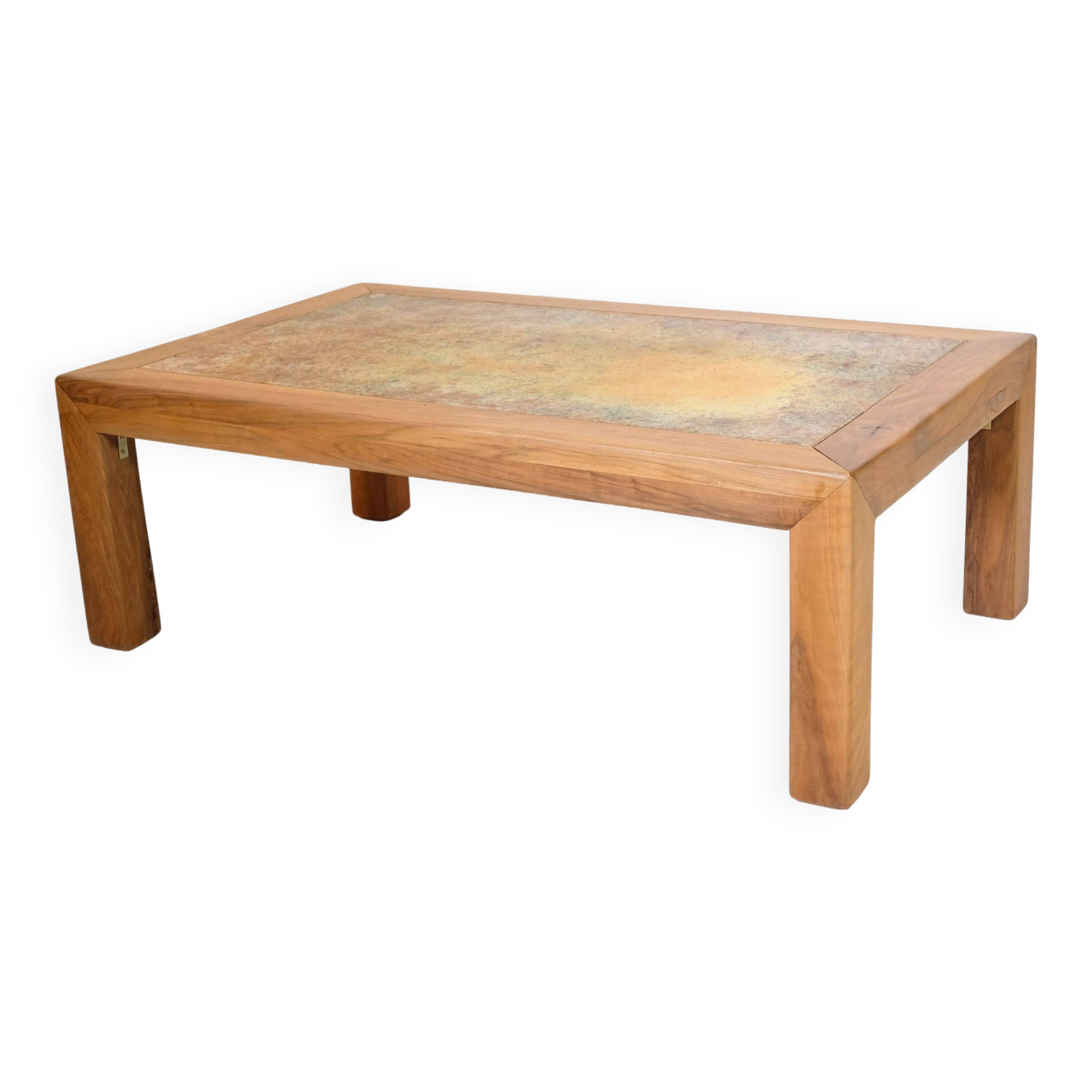 Bernard Buffat, coffee table with ceramic top, 1970s.