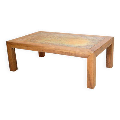 Bernard Buffat, table basse avec plateau en céramique, 1970s.