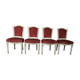 Suite de 4 chaises Louis XVI rouges