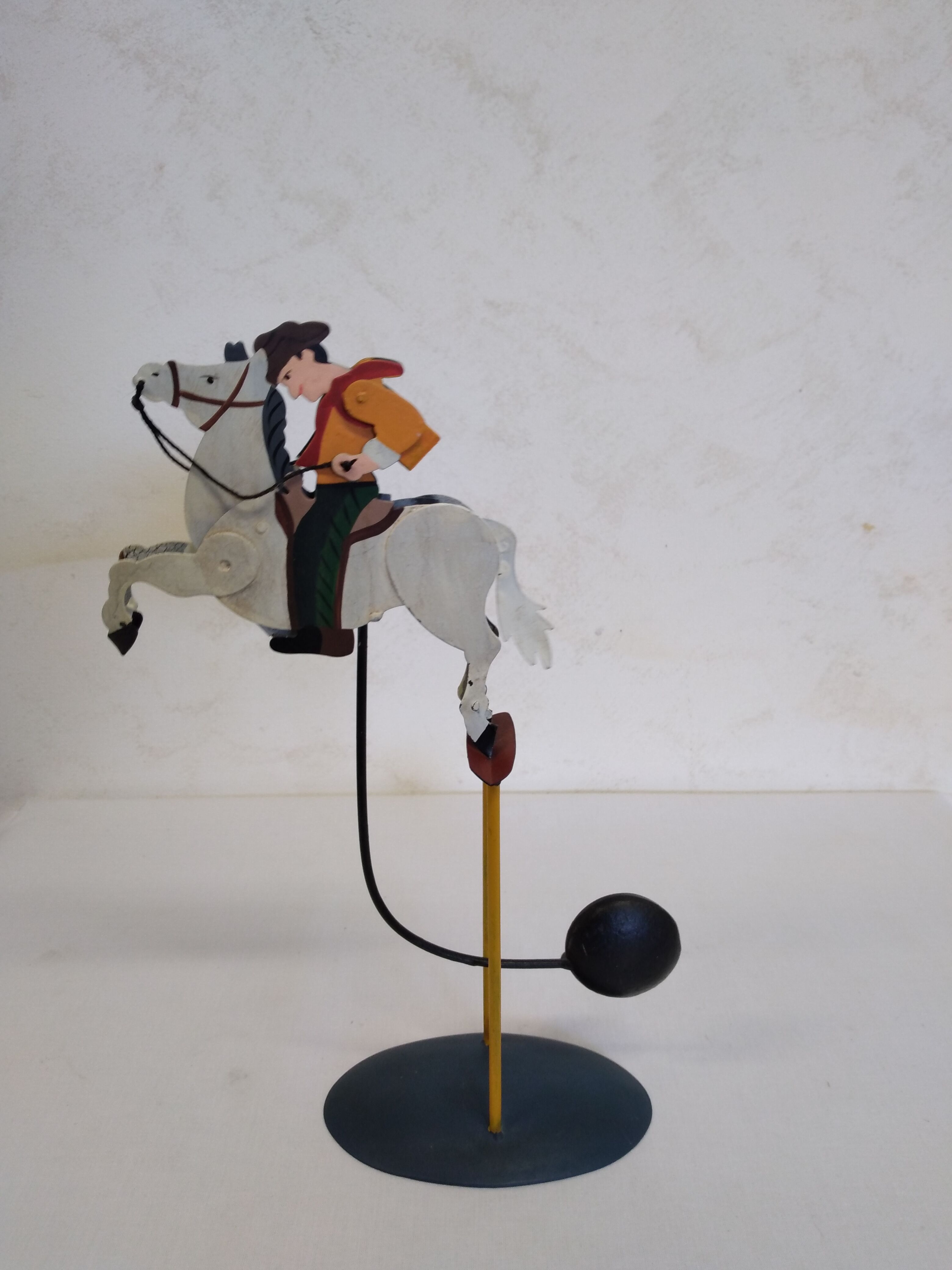 Antique metal horse balance toy