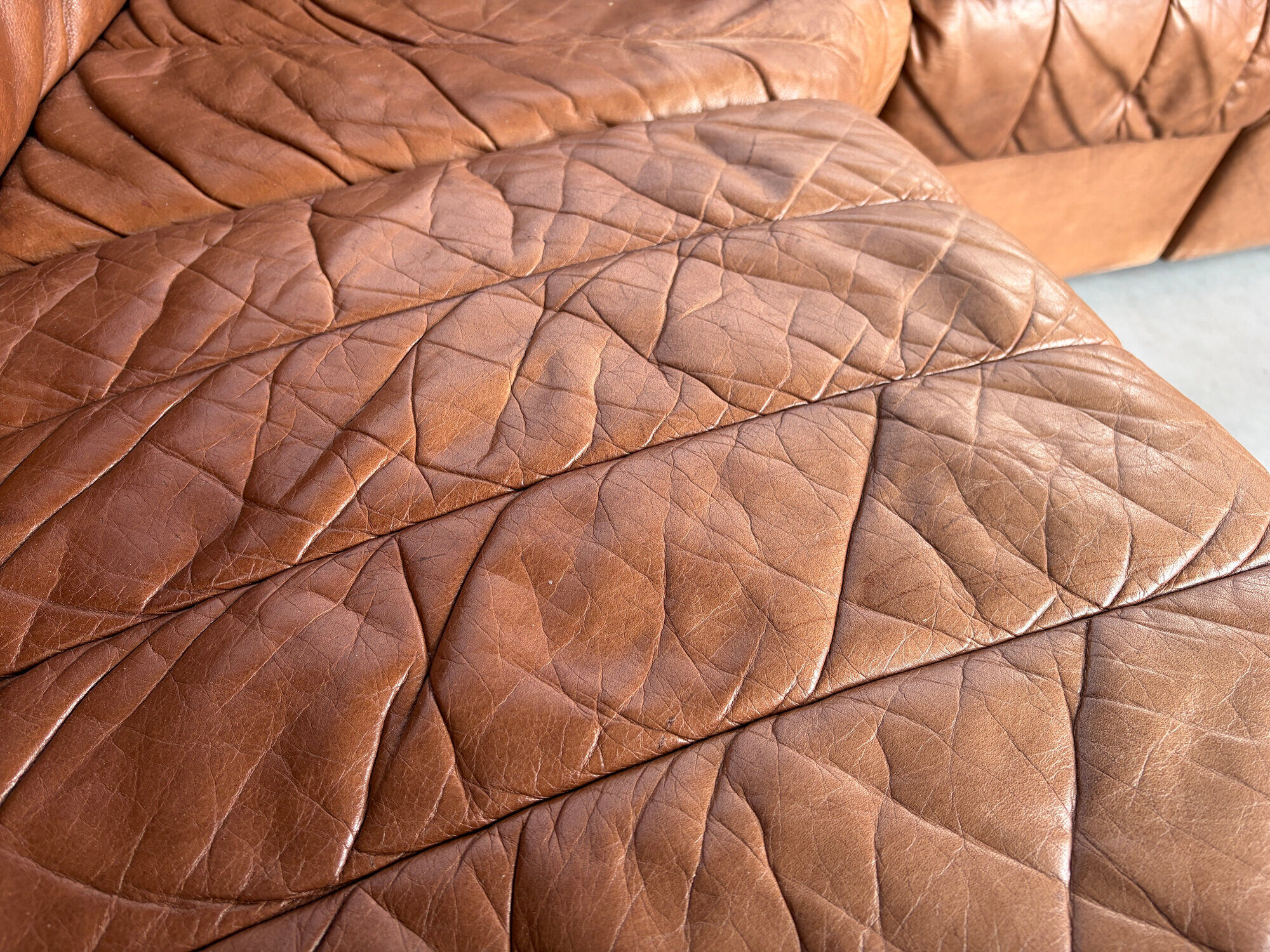 Vintage brown leather modular sofa by, 1970s