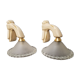 2 art deco wall lights in porcelain and frosted glass